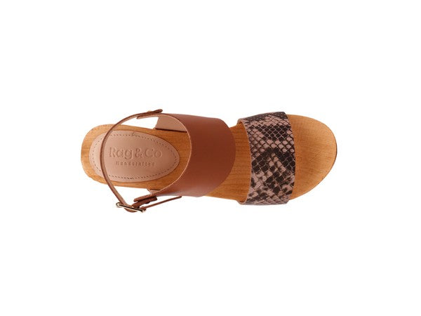 SAMARA TAN PRINTED LEATHER STRAP SANDAL - 1985 the VAULT Boutique