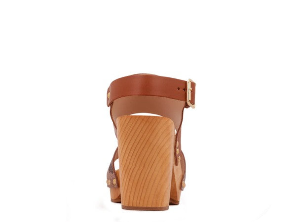 SAMARA TAN PRINTED LEATHER STRAP SANDAL - 1985 the VAULT Boutique
