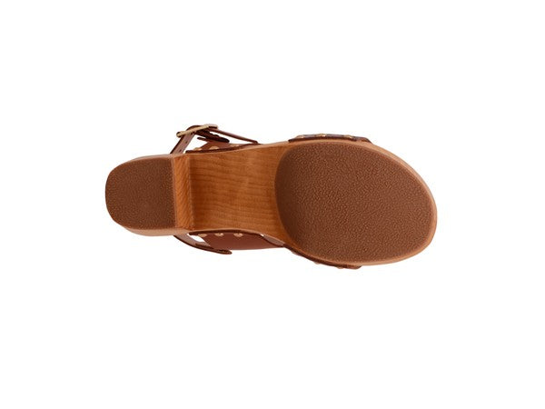 SAMARA TAN PRINTED LEATHER STRAP SANDAL - 1985 the VAULT Boutique