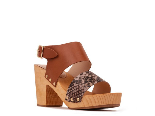 SAMARA TAN PRINTED LEATHER STRAP SANDAL - 1985 the VAULT Boutique