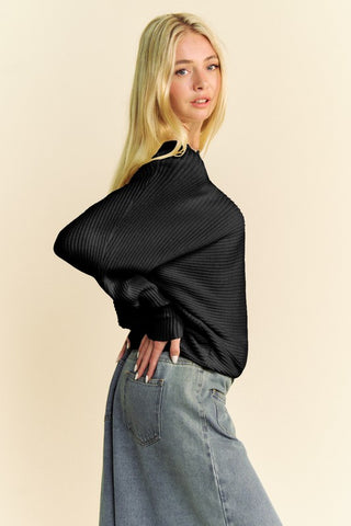 Davi & Dani Round Neck Batwing Sleeve Sweater - 1985 the VAULT Boutique