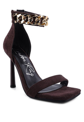 LAST SIP HEELED FAUX SUEDE CHAIN STRAP SANDAL - 1985 the VAULT Boutique