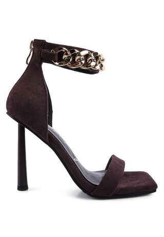 LAST SIP HEELED FAUX SUEDE CHAIN STRAP SANDAL - 1985 the VAULT Boutique