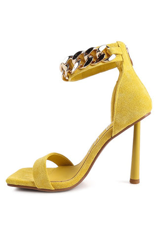 LAST SIP HEELED FAUX SUEDE CHAIN STRAP SANDAL - 1985 the VAULT Boutique