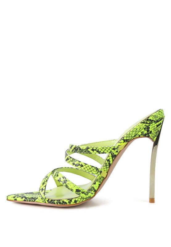 NIGHTCLUB HIGH HEELED NEON ANIMAL SANDALS - 1985 the VAULT Boutique