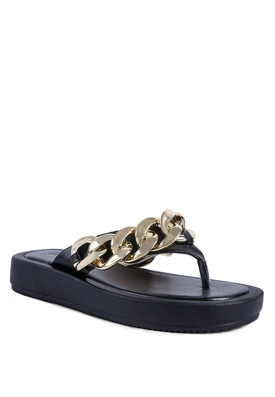 Zing Link Chain Thong Flats - 1985 the VAULT Boutique