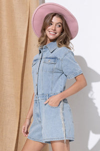 Washed Denim Overall Romper - 1985 the VAULT Boutique