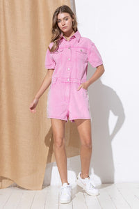 Washed Denim Overall Romper - 1985 the VAULT Boutique