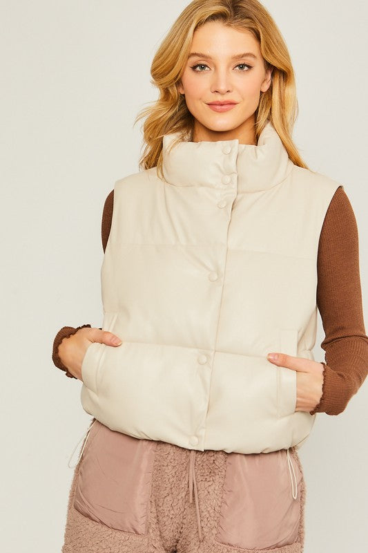 Love Tree PU Padded Vest - 1985 the VAULT Boutique