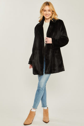 Woven Solid Teddy Collar Coat - 1985 the VAULT Boutique