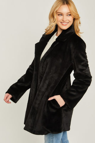 Woven Solid Teddy Collar Coat - 1985 the VAULT Boutique