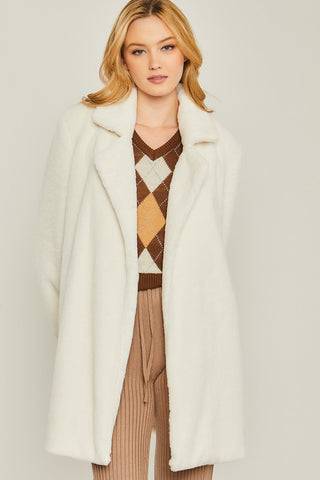 Woven Solid Teddy Collar Coat - 1985 the VAULT Boutique