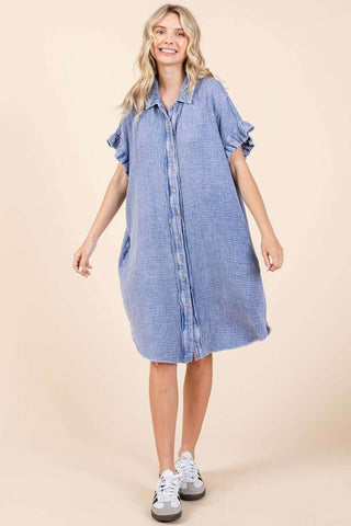 Mittoshop Mineral Wash Cotton Gauze Mini Shirt Dress - 1985 the VAULT Boutique