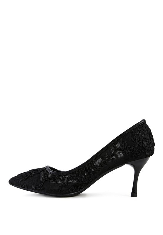 REUNION LACE STILETTO PARTY PUMPS - 1985 the VAULT Boutique