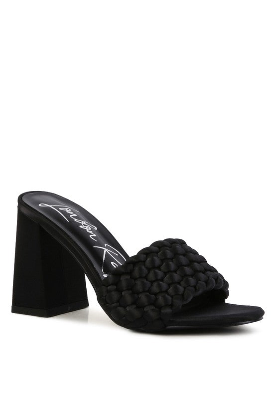 LUST LOOK BRAIDED SATIN BLOCK SANDALS - 1985 the VAULT Boutique