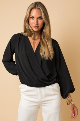 L/S Surplice Shoulder Shirring Top