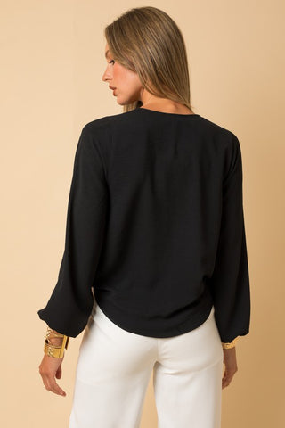 L/S Surplice Shoulder Shirring Top