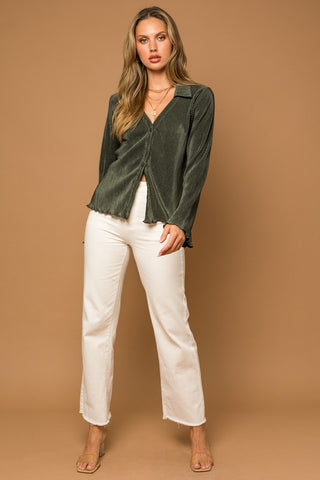 Plisse Lettuce Hem Blouse - 1985 the VAULT Boutique