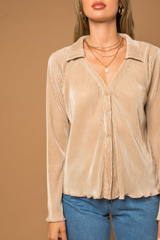 Plisse Lettuce Hem Blouse - 1985 the VAULT Boutique