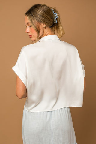 Satin Boxy Button Down Blouse - 1985 the VAULT Boutique