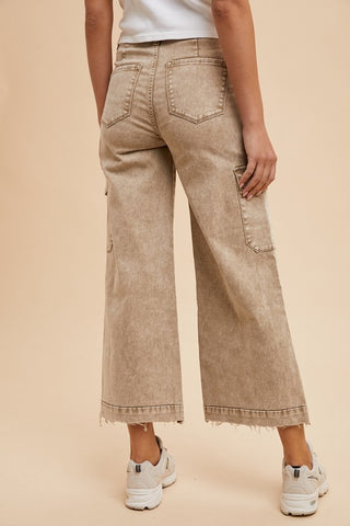 Annie Wear Raw Hem Wide Leg Jeans with Cargo Pockets - 1985 the VAULT Boutique