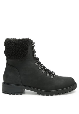 DOLON LACE-UP FUR COLLARED ANKLE BOOT - 1985 the VAULT Boutique