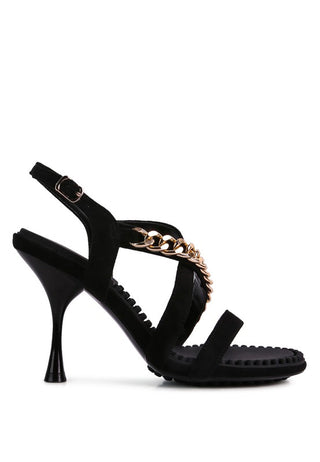 DOMEDA Metal Chain Mid Heel Sandal - 1985 the VAULT Boutique