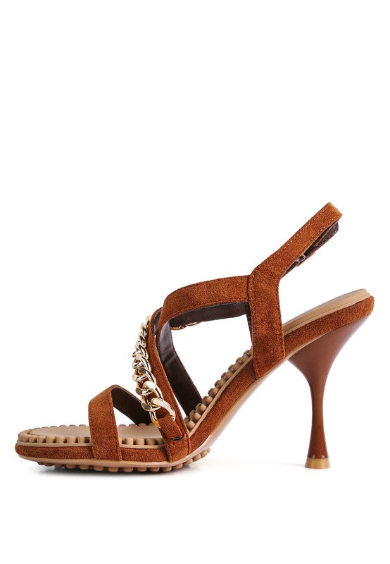 DOMEDA Metal Chain Mid Heel Sandal - 1985 the VAULT Boutique