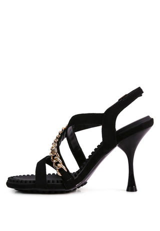 DOMEDA Metal Chain Mid Heel Sandal - 1985 the VAULT Boutique