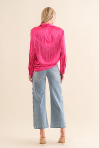 Satin Shirt Blouse with Chevron Fringe - 1985 the VAULT Boutique