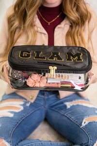 Black Glam Clear Cosmetic Fold Flat Makeup Bag - 1985 the VAULT Boutique