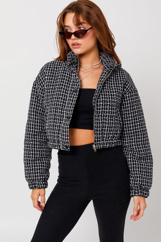 Tweed Crop Puffer Jacket - 1985 the VAULT Boutique