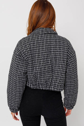 Tweed Crop Puffer Jacket - 1985 the VAULT Boutique