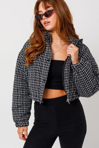 Tweed Crop Puffer Jacket - 1985 the VAULT Boutique