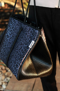 The Marissa - Black Leopard Neoprene Bag - 1985 the VAULT Boutique