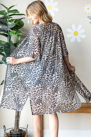 Heimish Full Size Leopard Open Front Cardigan Plus Size - 1985 the VAULT Boutique