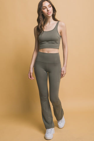 Love Tree High Waist Flare Active Leggings with Side Pockets - 1985 the VAULT Boutique