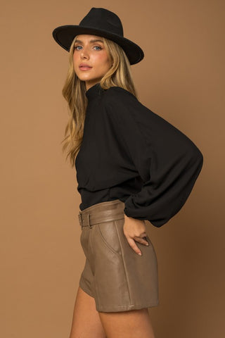 Mock Neck Bottom Fitted Top - 1985 the VAULT Boutique