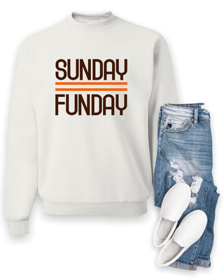 Brown and Orange Sunday Funday Crewneck Sweatshirt - 1985 the VAULT Boutique