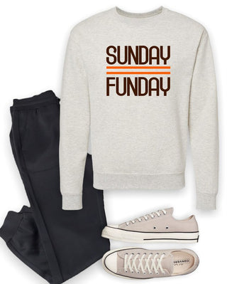 Brown and Orange Sunday Funday Crewneck Sweatshirt - 1985 the VAULT Boutique