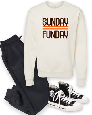 Brown and Orange Sunday Funday Crewneck Sweatshirt - 1985 the VAULT Boutique