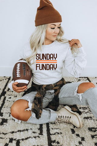 Brown and Orange Sunday Funday Crewneck Sweatshirt - 1985 the VAULT Boutique