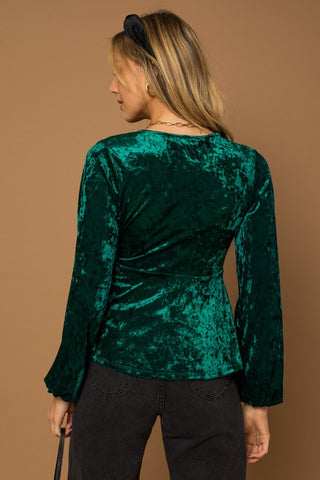 L/S Wrap Waist Tie Velvet Top - 1985 the VAULT Boutique