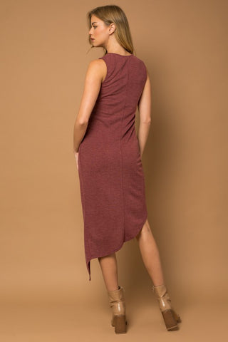 Sleeveless Twist Wrap Rib Midi Dress - 1985 the VAULT Boutique