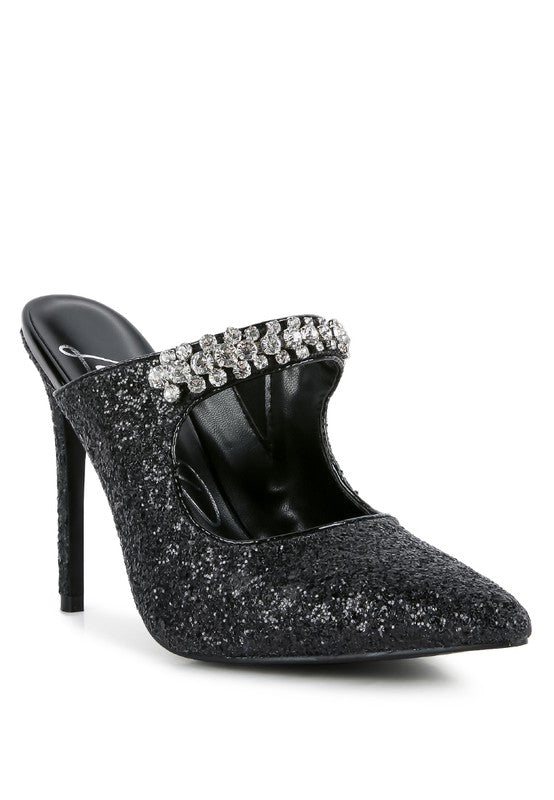 Twinklet Glitter Diamante High Heeled Sandals - 1985 the VAULT Boutique