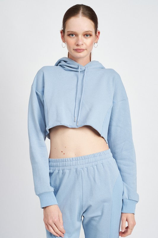 CROPPED HOODIE WITH DRAWSTRINGS - 1985 the VAULT Boutique