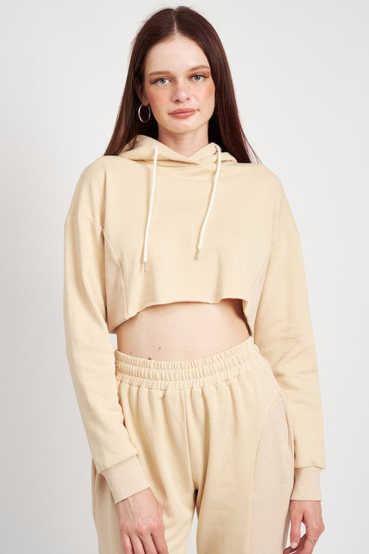 CROPPED HOODIE WITH DRAWSTRINGS - 1985 the VAULT Boutique