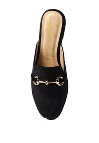 Velvet Buckled Flat Mules - 1985 the VAULT Boutique