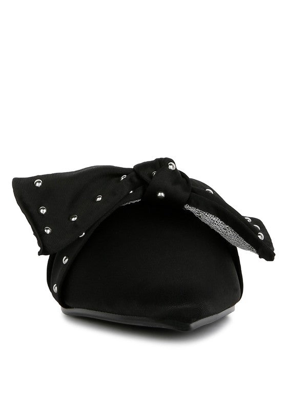 Makeover Studded Bow Flat Mules - 1985 the VAULT Boutique