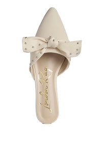 Makeover Studded Bow Flat Mules - 1985 the VAULT Boutique